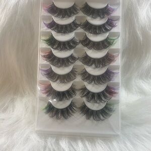 7 PAIRS OF VIBRANT STRIP STYLE MULTICOLOR EYELASHES new